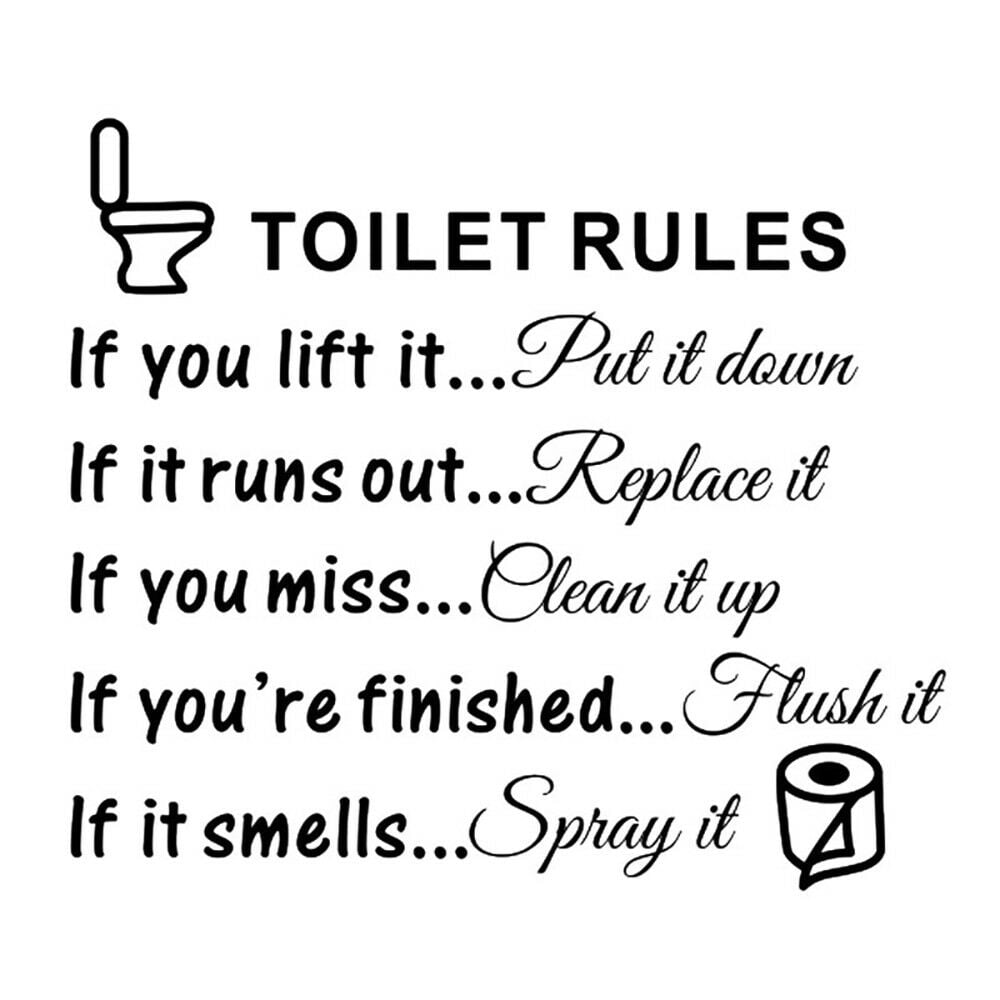 Bathroom Rules Art Wall Stickers Vinyl Removable Decals Mural Home Office Decor